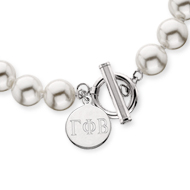Simulated Pearl Toggle Bracelet with engraved Tag