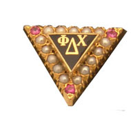 Pearl with 3 Ruby Points Miniature Crown Set Badge
