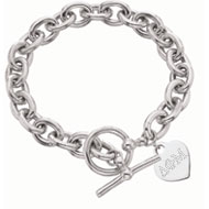 Cable Toggle Bracelet with engraved Heart Charm