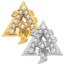 Crown Pearl Badge with Three Diamond Points