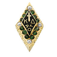 Large Crown Emerald Badge with Pearl Points