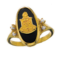 Imperial Onyx Coat of Arms Ring with pearls