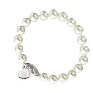 Large Pearl Bracelet with Engraved Lyre Charm
