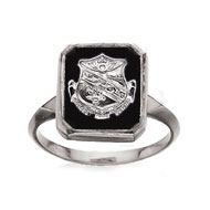 Square Onyx Ring with Crest