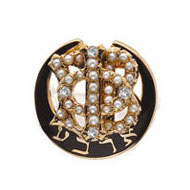 Polished Badge with Pearl Phi and Four Diamond Points