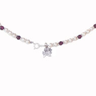 Pearl and Garnet Necklace with rose charm