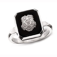 Square Black Onyx Ring with Crest