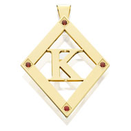Large Diamond-Shaped Pendant with 4 Garnets