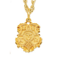 Large Crest Charm Necklace with gold-filled chain