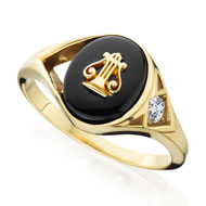 Oval Onyx Mini Lyre Ring with CZ Accent