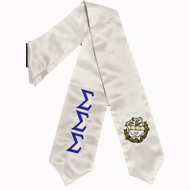 Graduation Stole with Letter and Crest (White)
