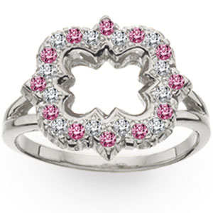 Alternating Diamond and Jewel Quatrefoil Ring