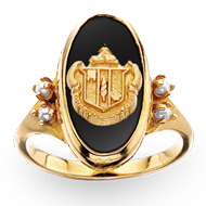Imperial Onyx Crest Ring with Pearls