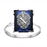 *Blue Sapphire Coat of Arms Cushion Ring