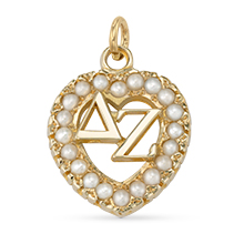 Crown Pearl Monogram Heart Charm