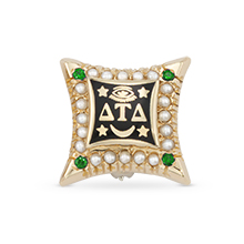 Large Crown Pearl Badge with Emerald Points