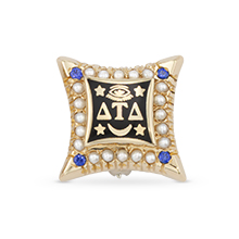 Large Crown Pearl Badge with Sapphire Points
