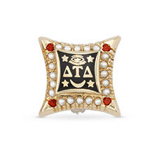 Large Crown Pearl Badge with Ruby Points