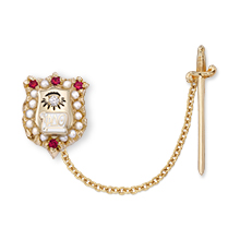 Crown Pearl Badge with Ruby Points, CZ eye, and Detachable Sword