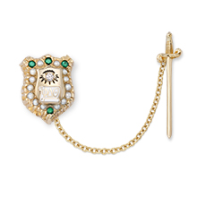 Crown Pearl Badge with Emerald Points, Diamond Eye, and Detachable Sword