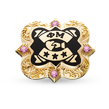 Chased Badge with Rose Sapphire Points, 10K