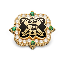 Crown Pearl Badge with Emerald Points, 10K