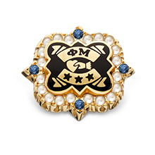 Crown Pearl Badge with Sapphire Points, 10K