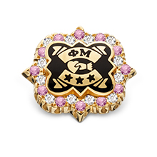 Alternating Diamond and Rose Sapphire Badge, 10K