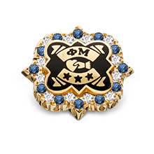 Alternating Diamond and Sapphire Badge, 10K