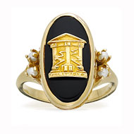 Imperial Onyx Crest Ring with Pearl accents