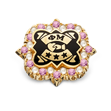 Alternating Crown Pearl and Rose Sapphire Badge, 10K