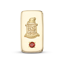 Ingot Charm with Crest and Garnet Accent