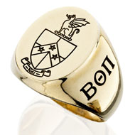 Oval Signet Incised Coat of Arms Ring