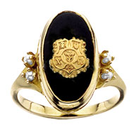 Imperial Onyx Crest Ring with Pearls