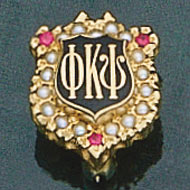 Crown Pearl and Ruby Sweetheart Pin