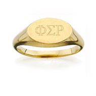 Oval Incised Letter Ring without Enamel