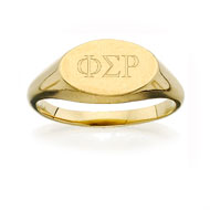 Oval Incised Letter Ring without Enamel