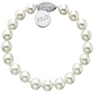 Large Pearl Bracelet with Round P.E.O. Tag