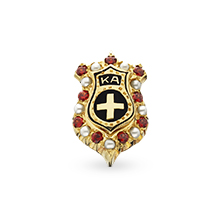 Medium Alternating Crown Pearl & Garnet Badge