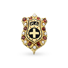 Large Alternating Crown Pearl & Garnet Badge
