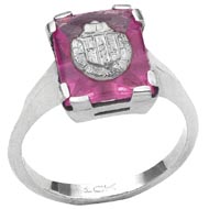 *Rose Sapphire Cushion Stone Ring with Crest