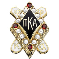 Large Pearl Badge with Garnet Points